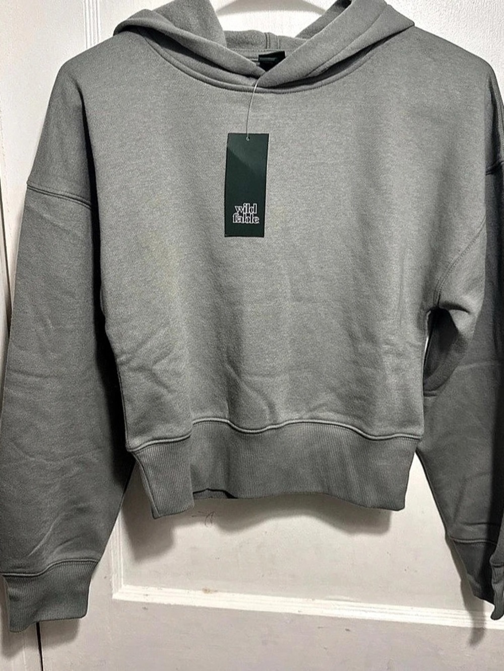 Wild Fable Women's Fleece Cropped Hoodie Gray XS